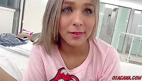 Busty blonde babe in tattooed body fucks a big cock