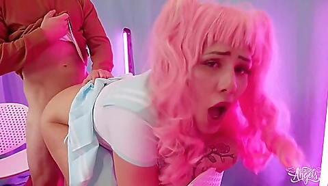 Red-haired slut with a tattooed pussy shows off her hole