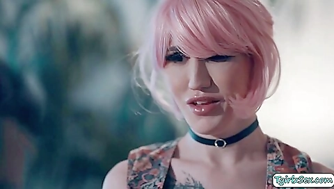 Hot tranny with a big ass and huge tits is getting banged