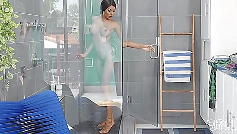 Gorgeous black chick gets her twat and ass pounded