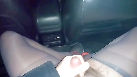 Car ride and masturbation for woman in her stockings
