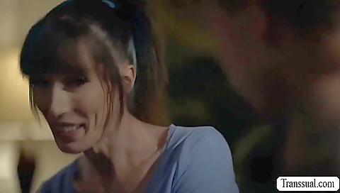 Busty brunette with big natural tits fucks in the bed