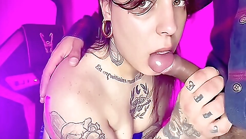 Blonde teen and a guy in a tux gets fucked deep throat